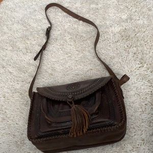 Dark brown western style cross body purse